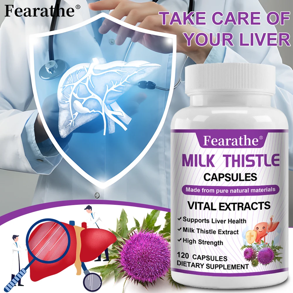 

Milk Thistle Capsule - Helps Purify & Detoxify The Liver, Lower Blood Lipids, Maintain Healthy Liver Function Natural Dandelion