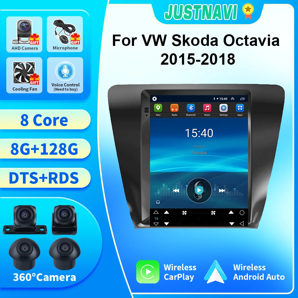 Автомобильное радио JUSTNAVI Android10 для VW Skoda Octavia 2015-2018 мультимедийный видеоплеер навигация 2Din Carplay Стерео DVD головное устройство