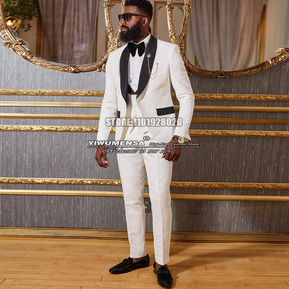 Ivory Jacquard Wedding Suits For Men Shawl Lapel Groomsmen Tuxedos Formal Party Blazer Set Jacket+Vest+Pants 3 Piece Masculino
Ivory Jacquard Wedding Suits For Men Shawl Lapel Groomsmen Tuxedos Formal Party Blazer Set Jacket+Vest+Pants 3 Piece Masculino