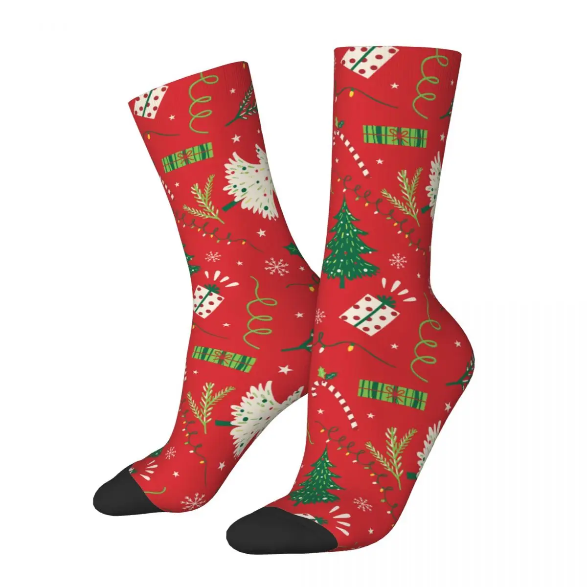 

Женские носки с рождественской елкой, супер мягкие модные красные и зеленые носки, сумасшедшие Мерч носки средней длины, маленькие подарки