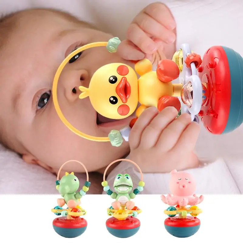 

Rattle Teething Toy for Toddler Sensory Biting Soothing Toy for Toddler Hand-Eye Coordination Cute Animal Teething Toys