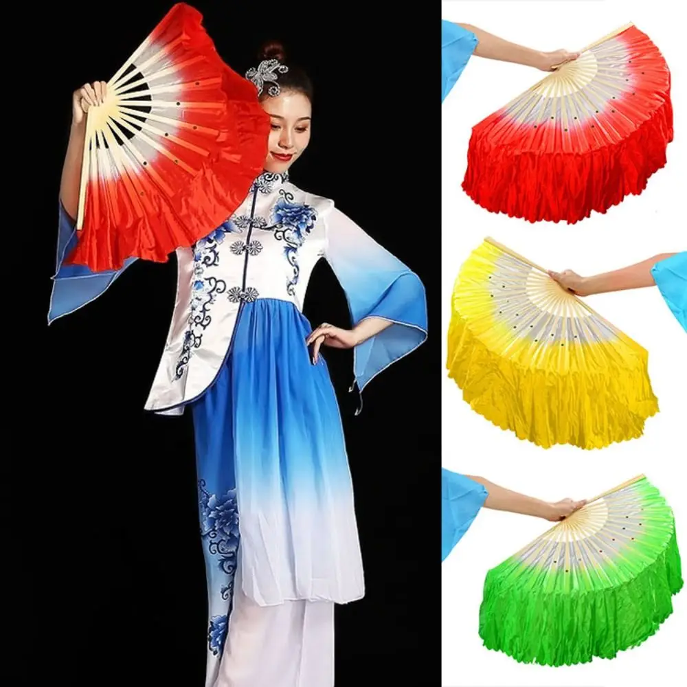 

Red Peacock Silk Fans Yellow Kid Women Belly Dancing Fan Hot Sell for Dance Bamboo Fans