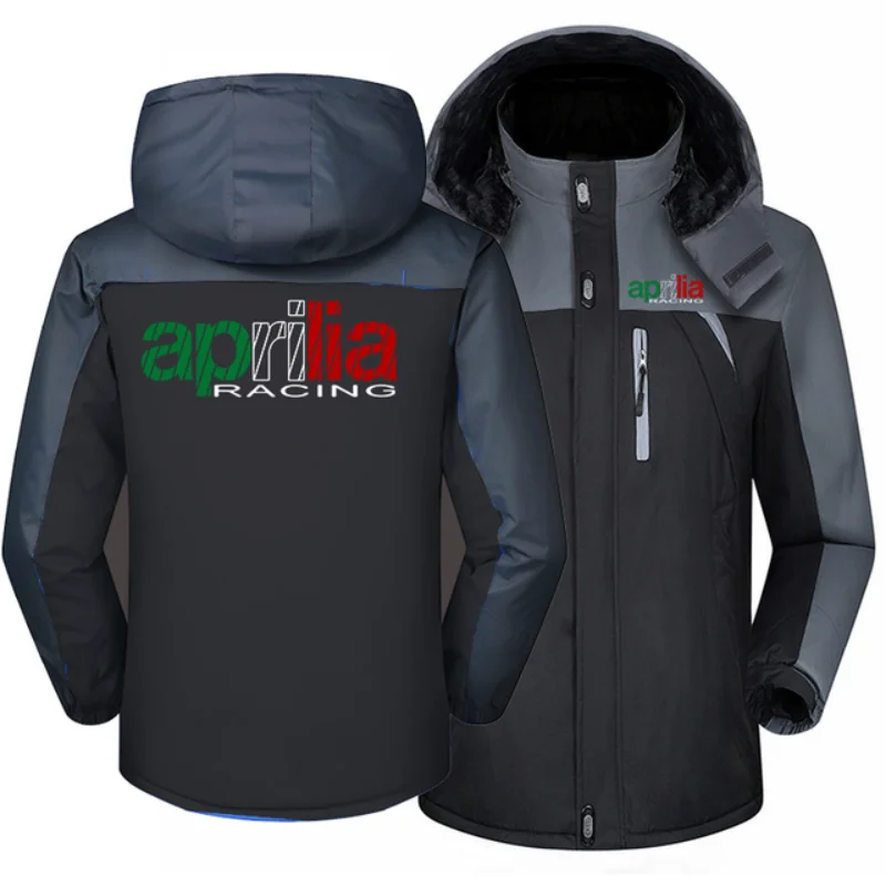 

2023 New Winter Men's Aprilia Motorcycle Logo Windproof Hooded Jackets Thick Warm Coats Male Outwear Mountaineering Overcoat