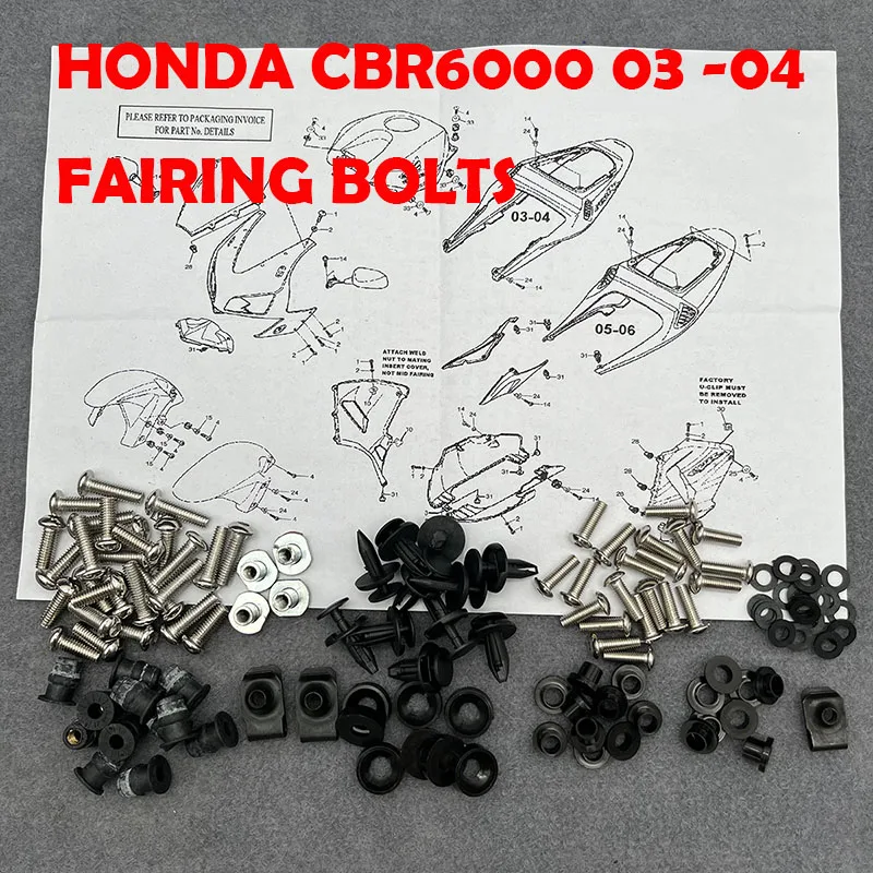 Fit For Honda CBR600RR 2003 2004 CBR 600RR 03 04 F5 Motorcycle Fairing Bolts Kit Clips Bodywork Screw Nuts Screws Fasteners
Fit For Honda CBR600RR 2003 2004 CBR 600RR 03 04 F5 Motorcycle Fairing Bolts Kit Clips Bodywork Screw Nuts Screws Fasteners