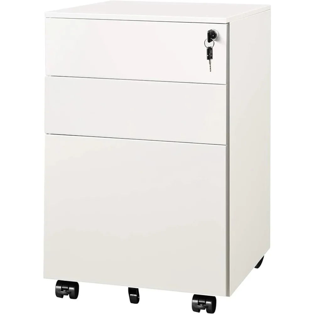 

Filing Cabinet Wood White Printer Shelf 3 Drawer Rolling Pedestal Under Desk Office File Folder Fully Assembled Except Casters