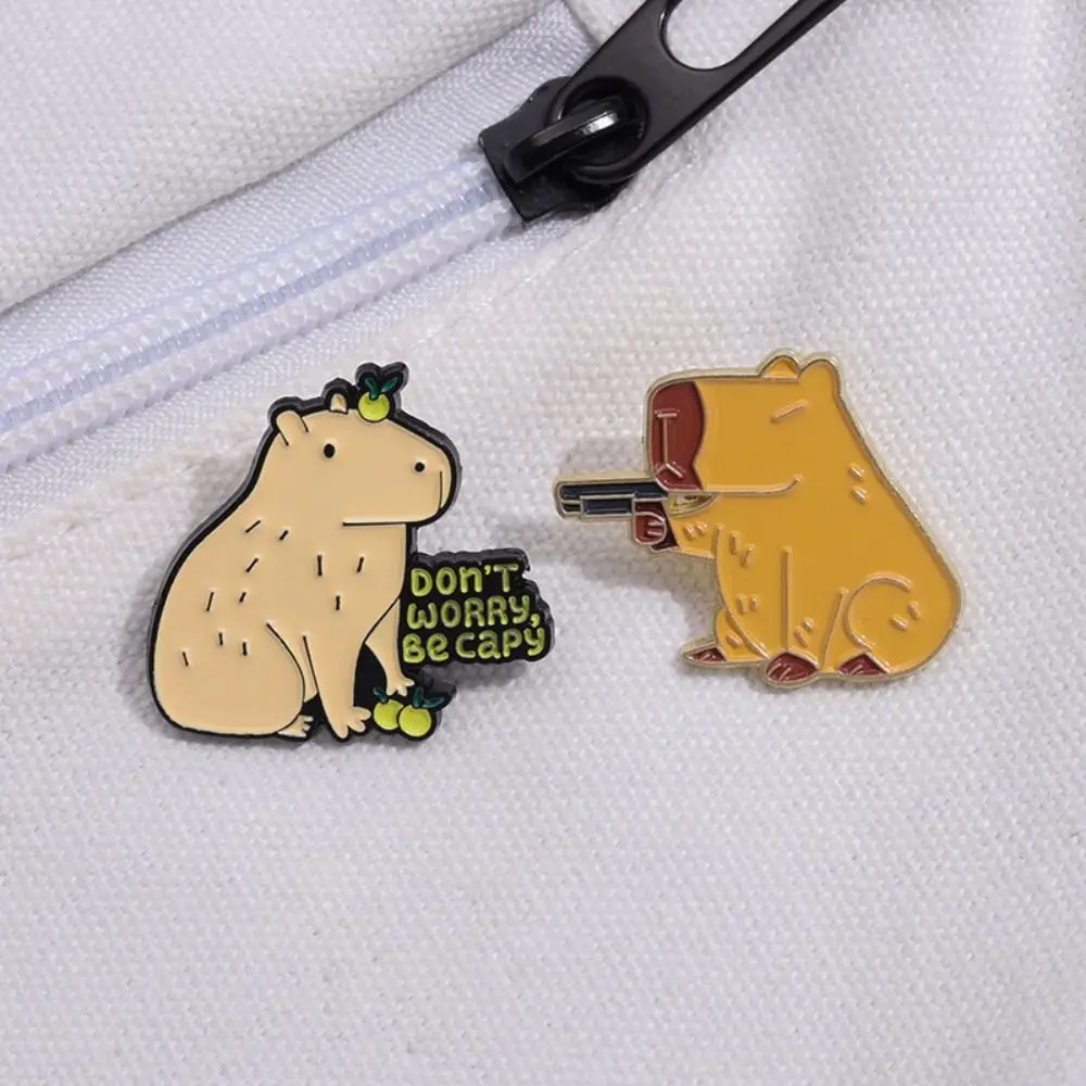 

Cute Don't Worry Be Cappy Pin Cartoon Breastpin Animal Capybara Brooch Lapel Enamel Kapibara Pin Backpack Decor