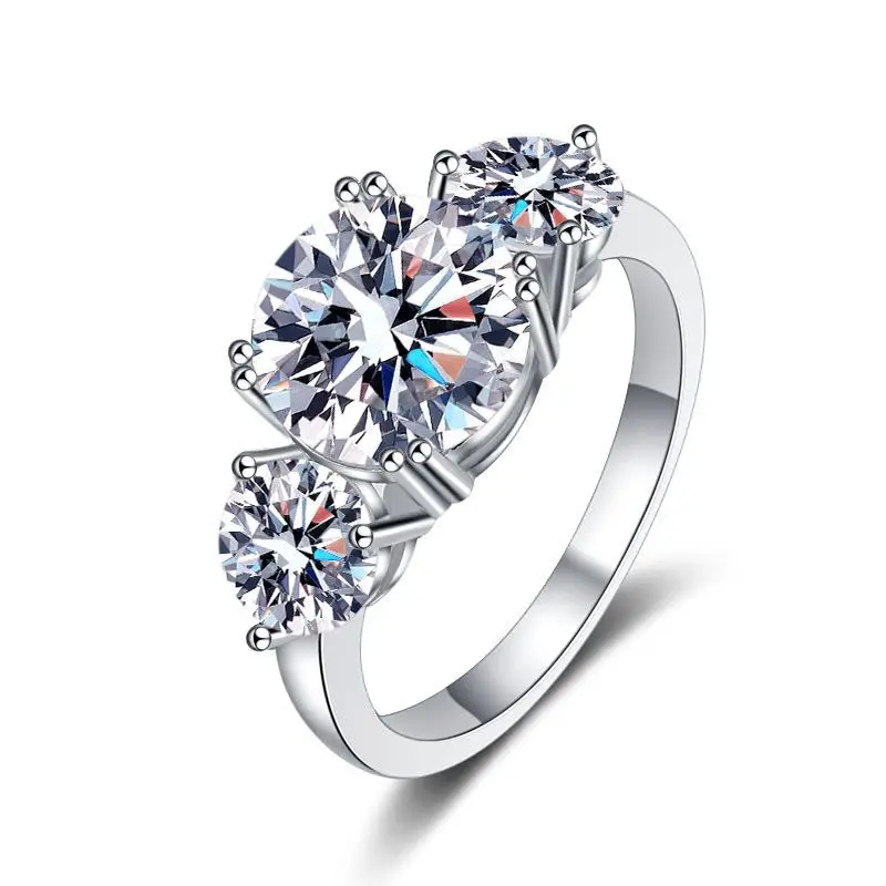 Luxury s925 Sterling Silver Platinum Plated PT950 European Three-stone 3Ct Moissanite Diamond ring For Women Wedding Proposal
Luxury s925 Sterling Silver Platinum Plated PT950 European Three-stone 3Ct Moissanite Diamond ring For Women Wedding Proposal