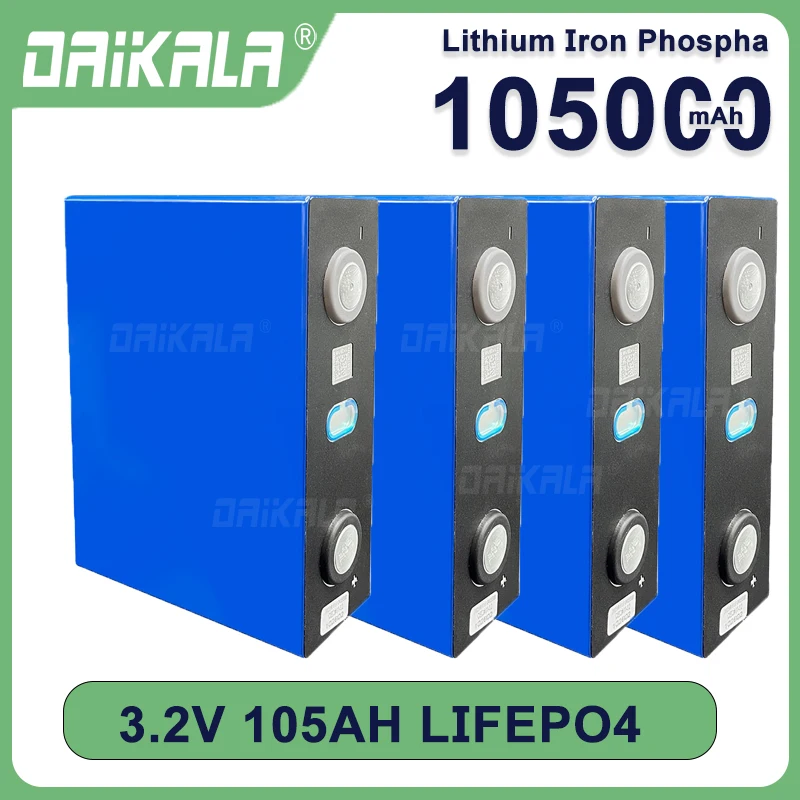 

1-8pcs 3.2V 105Ah LiFePO4 battery Lithium iron phospha DIY 4s 12V 24V Motorcycle Electric Car Solar Inverter Boat Batteries