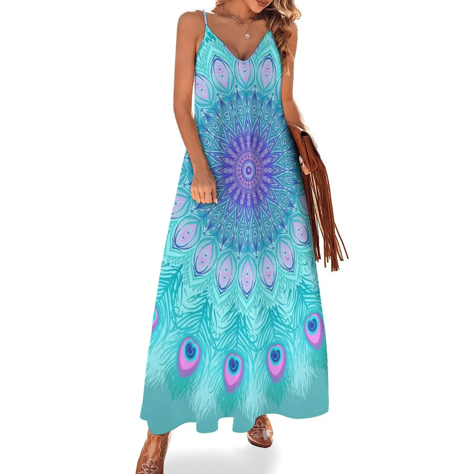 

Peacock feathers mandala Sleeveless Dress dresses for official occasions Woman clothes Summer dresses for women