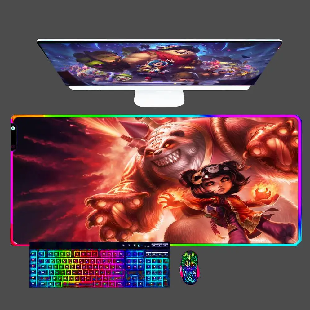 

Annie League Of Legends RGB Large E-sports Mouse Pad Smooth Flexible Rubber Gamer PC Computer LED Mousepad Keyboard For CSGO XXl