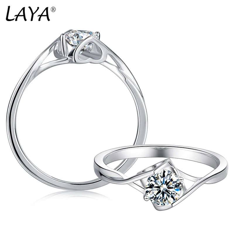 

LAYA 100% Moissanite 0.5 Carat D Color Moissanite Wedding Rings For Women Top Quality 925 Sterling Silver Promise Gift Jewelry