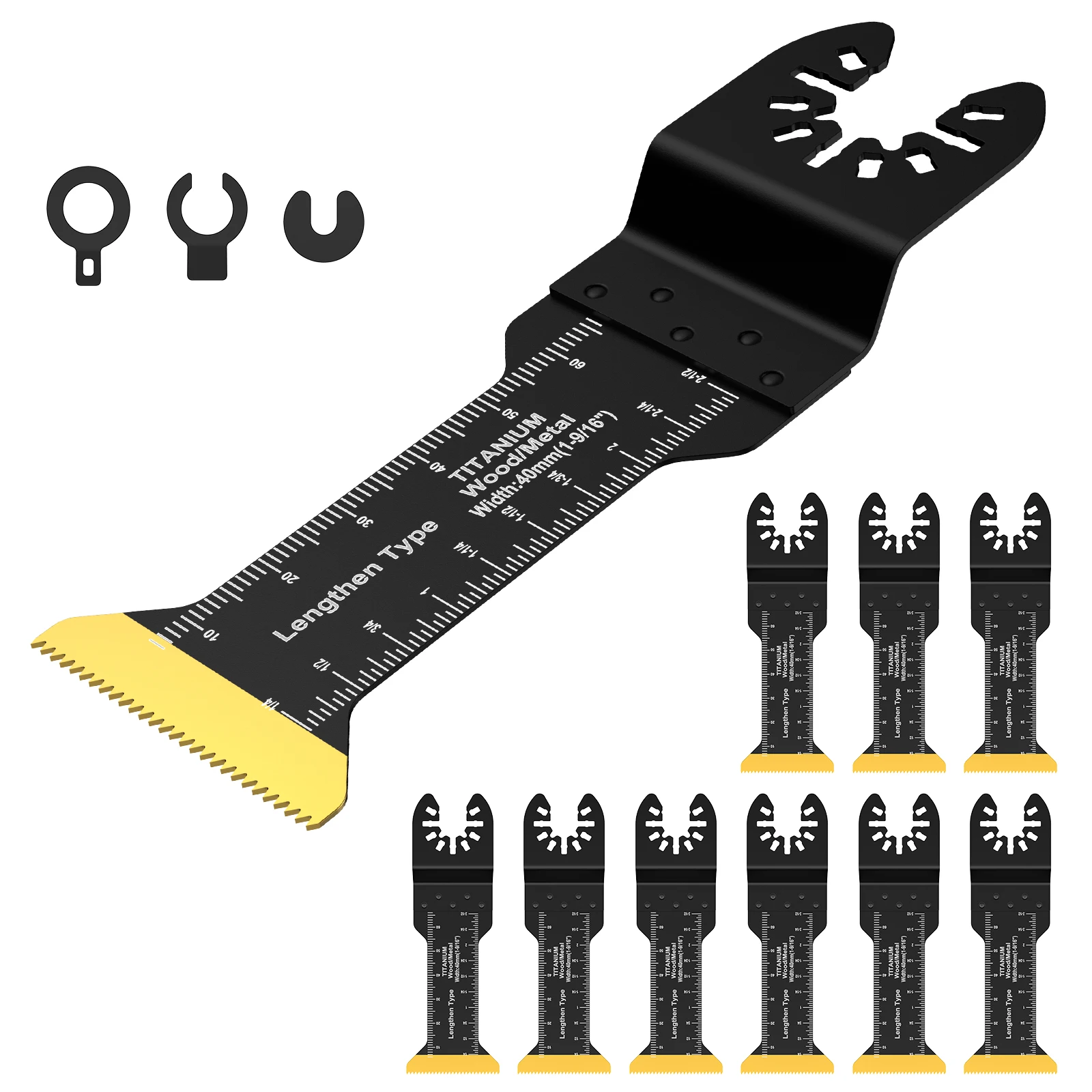 10Pcs Oscillating Saw Blades 1-9/16 Inch Lengthened Titanium Coated Multitool Blades Sharp Wear Resistant Oscillating Blades
10Pcs Oscillating Saw Blades 1-9/16 Inch Lengthened Titanium Coated Multitool Blades Sharp Wear Resistant Oscillating Blades