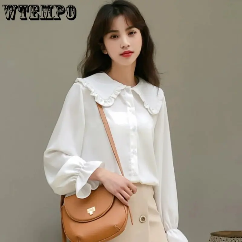 WTEMPO White Shirt Women Sweet Kawaii Peter Pan Collar Long Sleeve Female Shirt College Style Simple Shirt Y2k Tops Spring 2023
WTEMPO White Shirt Women Sweet Kawaii Peter Pan Collar Long Sleeve Female Shirt College Style Simple Shirt Y2k Tops Spring 2023