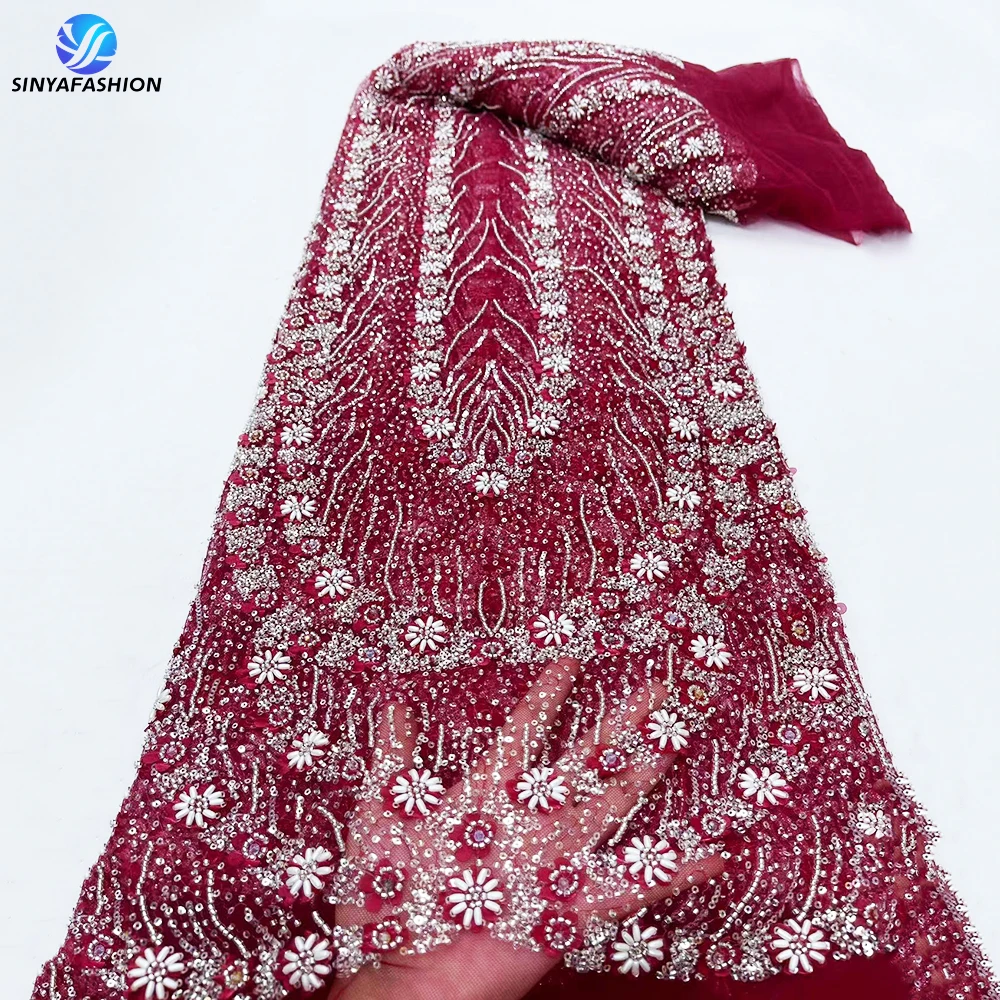 Sinya Wine Luxury 3D Laser Embroidery Beaded Tulle Lace Fabric High Quality Sequins Diamond Beads Wedding Bridal Groom Lace
Sinya Wine Luxury 3D Laser Embroidery Beaded Tulle Lace Fabric High Quality Sequins Diamond Beads Wedding Bridal Groom Lace