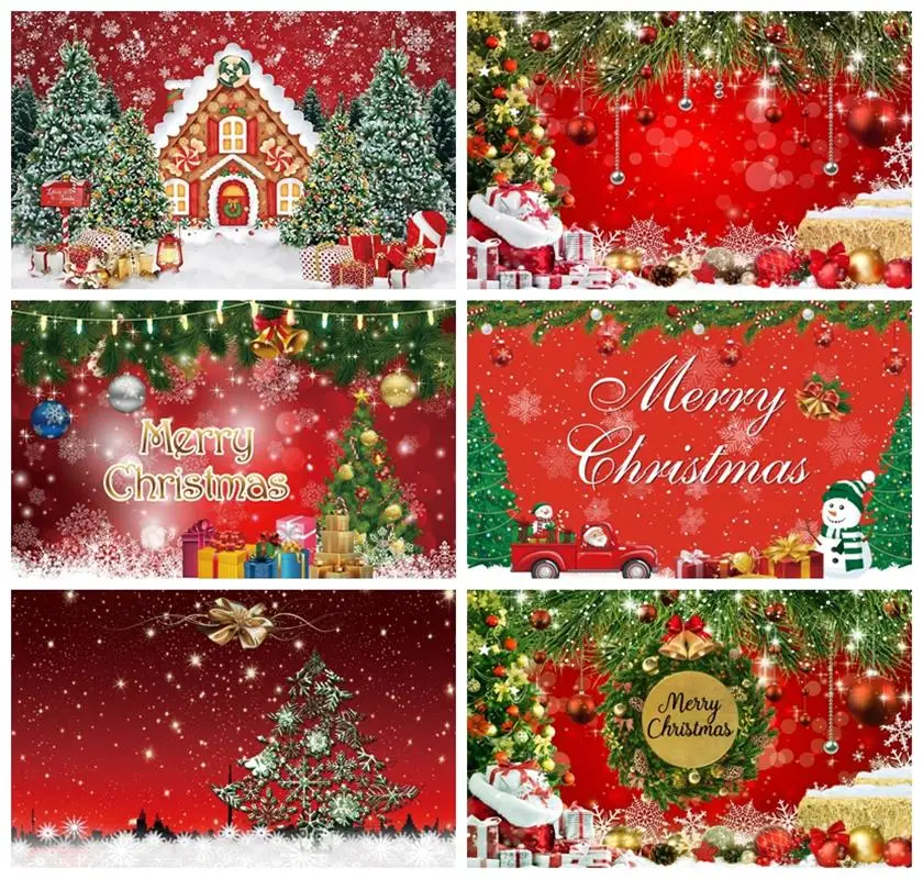 

Laeacco Christmas Red Background Winter Snowflakes Glitter Sparkle Bokeh Baby Kids Birthday Portrait Custom Photography Backdrop