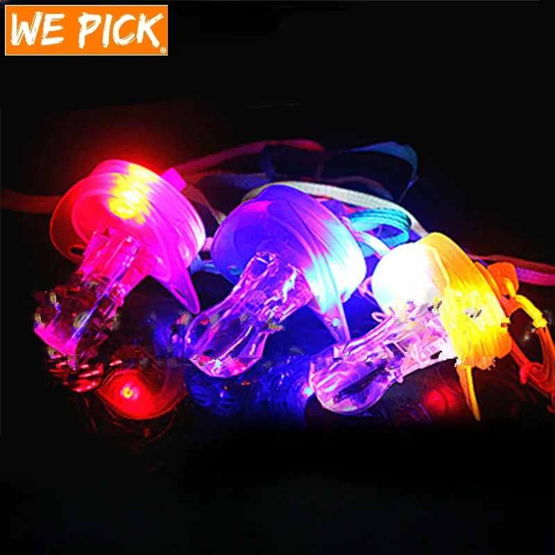 

Light Up Pacifier Nipple Whistle Necklace Colorful Flash Led Whistle Stag Hen Party Christmas KTV Disco Cheering Glow Props