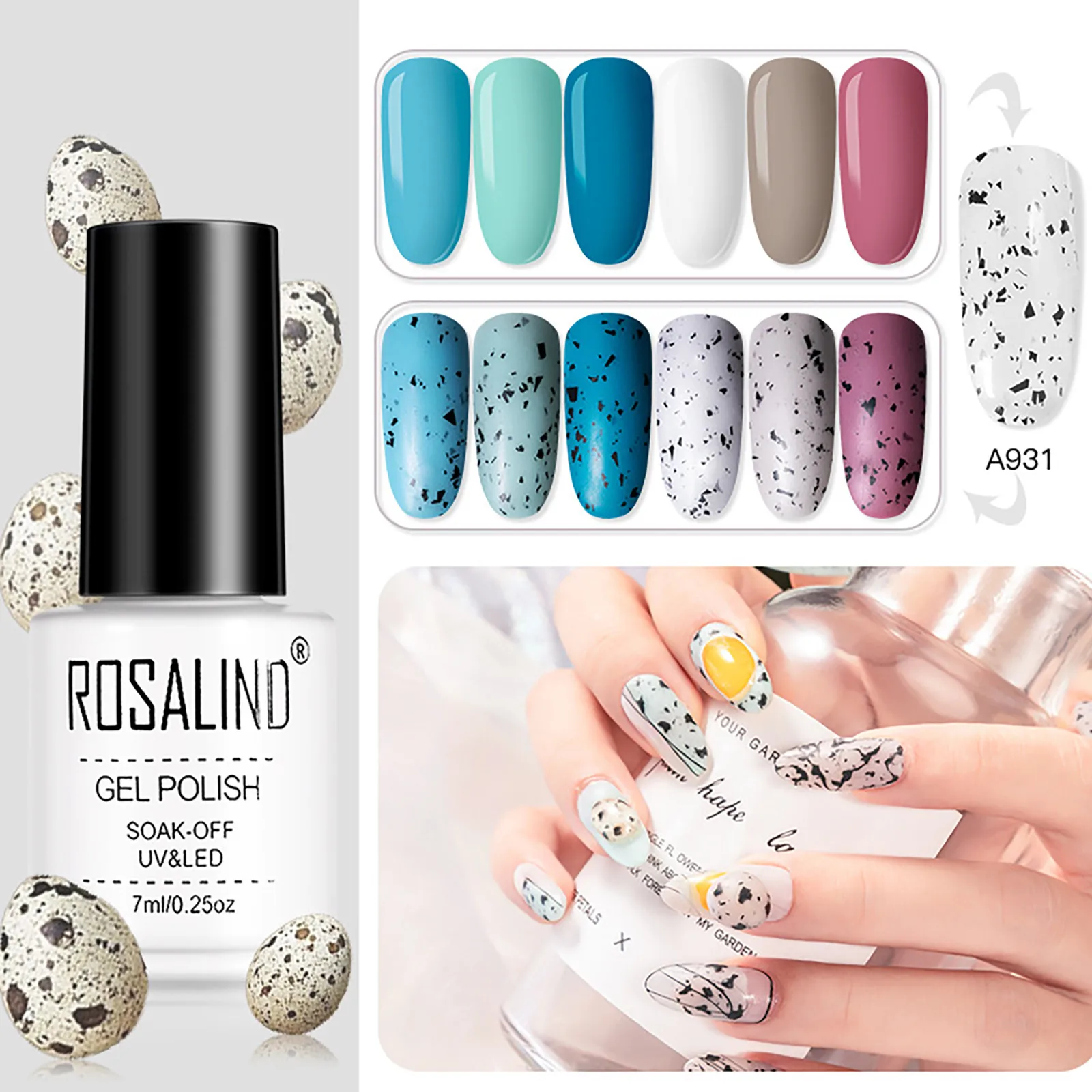 

Rosalind 7ml Nail Eggshell Gel Polish Set Transparent Semi Permanent Gel Hybrid Varnishes UV Nail Egg Gel With Any Color Base