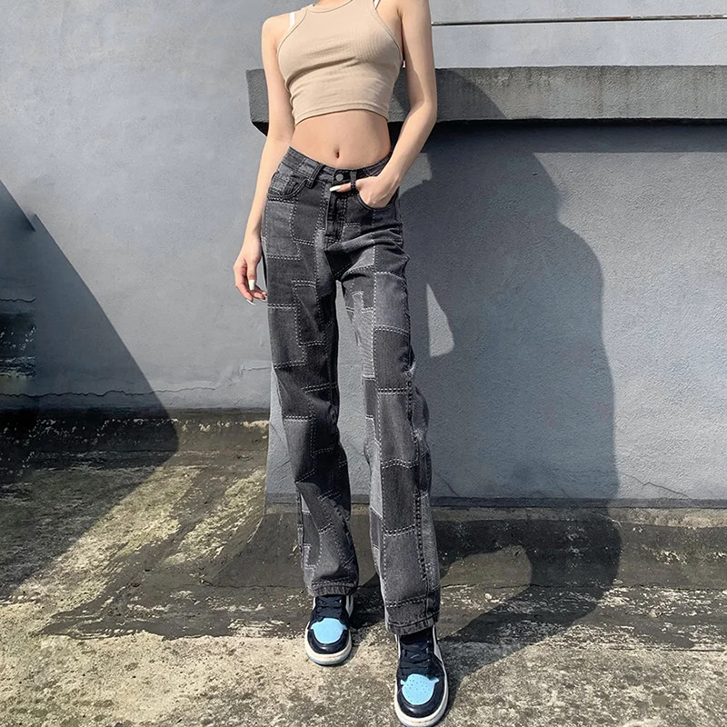 Trousers High Waist Streetwear Patchwork Casual Jeans Summer Korean Plus Size Women Pants Straight Wide Leg Ladies
Trousers High Waist Streetwear Patchwork Casual Jeans Summer Korean Plus Size Women Pants Straight Wide Leg Ladies