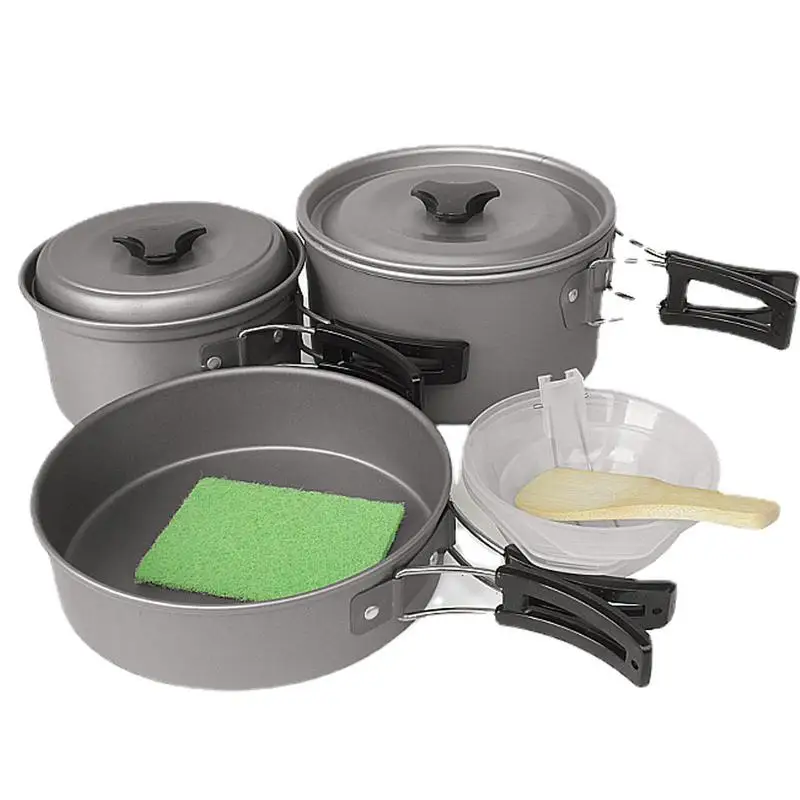 

Outdoor Cookware Set 3-4 People Non-Stick Outdoor Camping Pot Anti-scald Cooking Tools For Outdoor Hiking Picnic Mesh Carry Bag