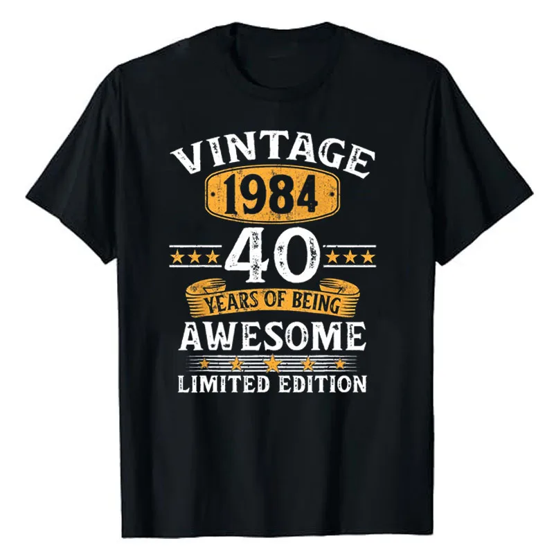 

Vintage 1984 40 Years Old 40th Birthday Gifts Mens Awesome T-Shirt Legend Born in 1984 Graphic Tee Tops Daddy Husband Presents