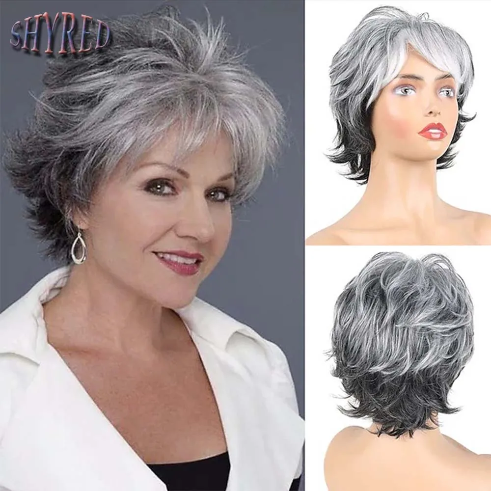 

Women's Fashion Short Synthetic Wigs Pixie Cut Blonde Ombre Hair Costume Party Wigs for Woman Fluffy Natural Curly Wavy Wig