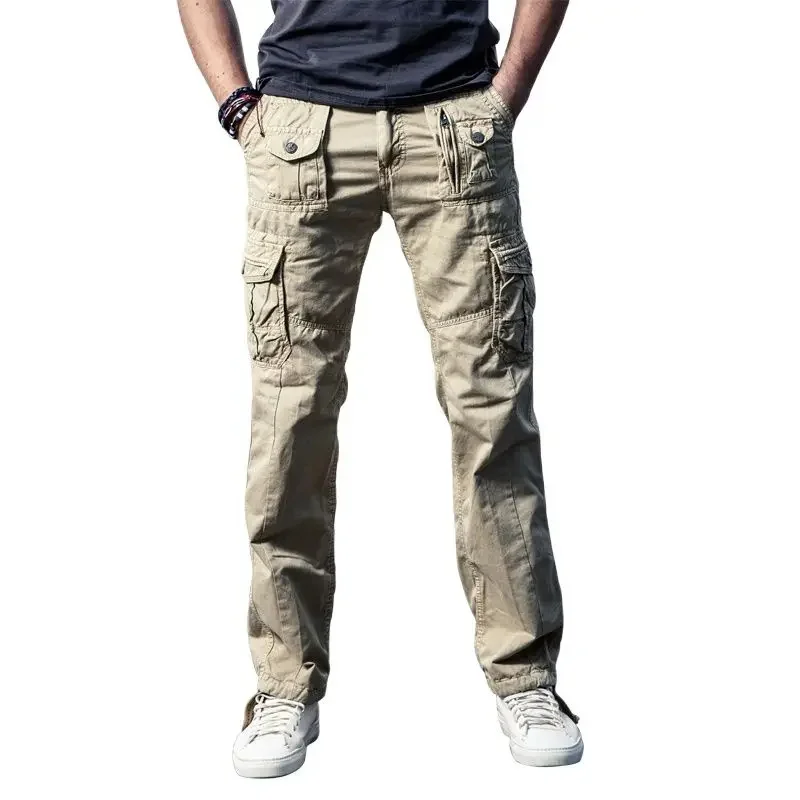 

New Mens Military Cargo Pants Solid Khaki Breathable Summer Large Size Multi Pocket Long Trouser HOT Sale Spliced Pantalon Homme