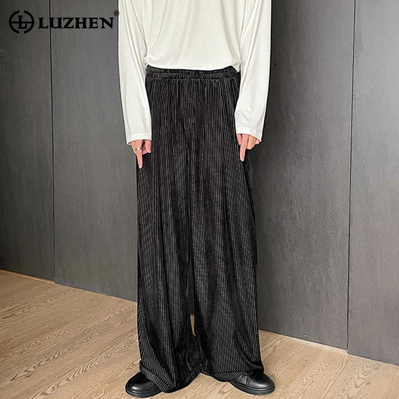 LUZHEN Korean Loose Straight Casual Pants Men's Elegant Velvet Vertical Stripe Elastic Waist Trousers 2024 Fashion Spring LZ1319
LUZHEN Korean Loose Straight Casual Pants Men's Elegant Velvet Vertical Stripe Elastic Waist Trousers 2024 Fashion Spring LZ1319