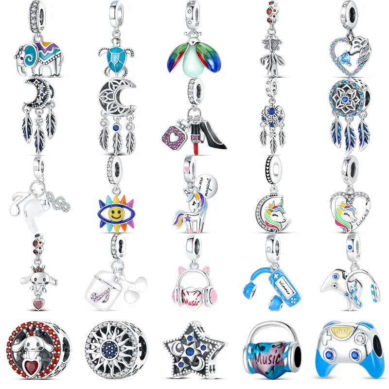 925 Silver Dreamcatcher Feather Unicorn Star Moon Pendant Beads Fit Original Pandora Charm Bracelet Fine DIY Making Jewelry Gift
925 Silver Dreamcatcher Feather Unicorn Star Moon Pendant Beads Fit Original Pandora Charm Bracelet Fine DIY Making Jewelry Gift