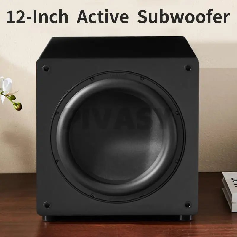 

12 Inch High Power Subwoofer Active HiFi Wooden Subwoofer Home Theater Home Audio Echo Gallery TV Computer Stage Speakers