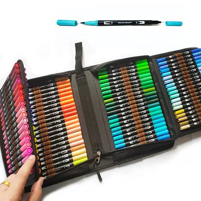 

60 Colors Watercolor Art Markers set Brush Pen Dual Tip Fineliner with Bag Drawing for Calligraphy Painting Art Supplies
