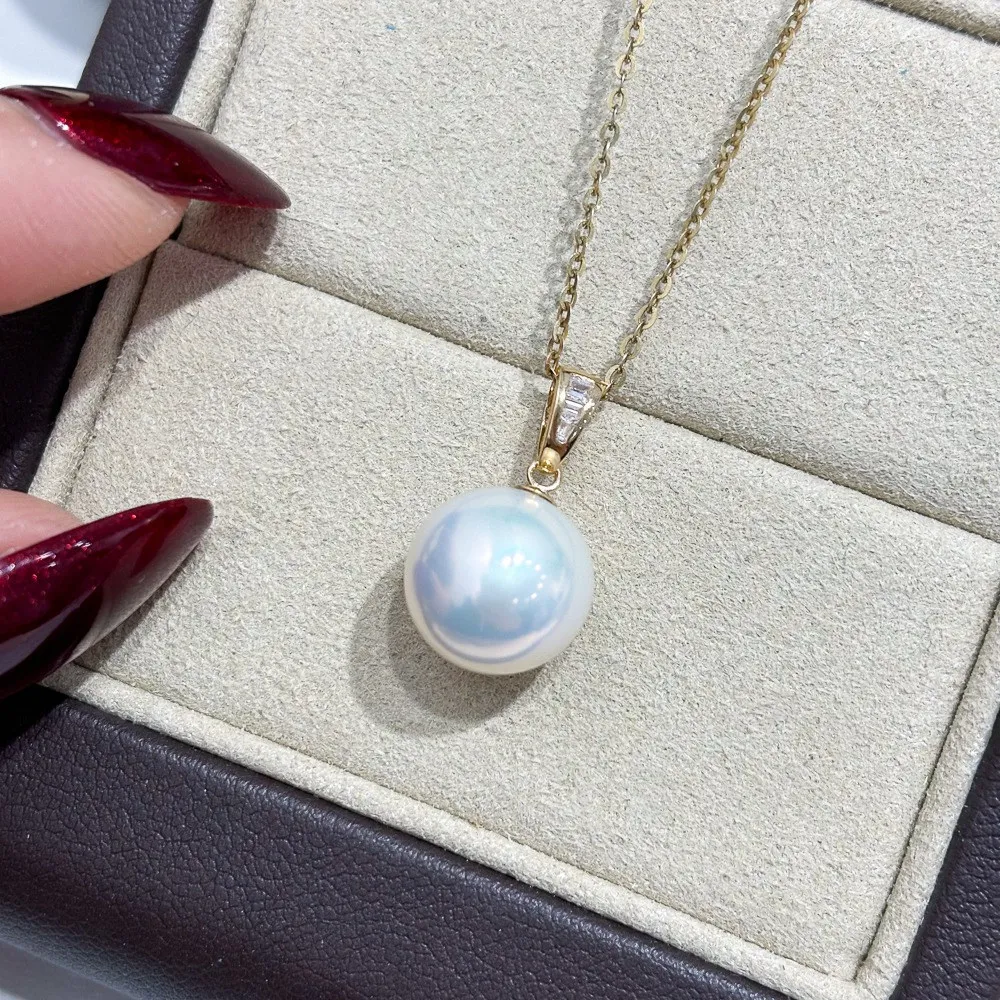 

DIY Pearl Accessories G18K Yellow and White Gold Pendant Empty Fashion Necklace Pendant Female Fit 9-13mm Round Beads G079