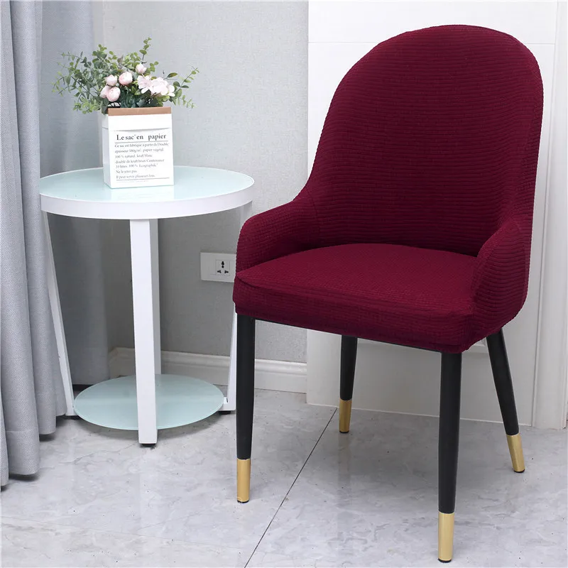 

Elastic Curved European Style Chair Cover For Hotel Restaurant Coffee Bar Seat Spandex Integrated Backrest Dining Chair Covers