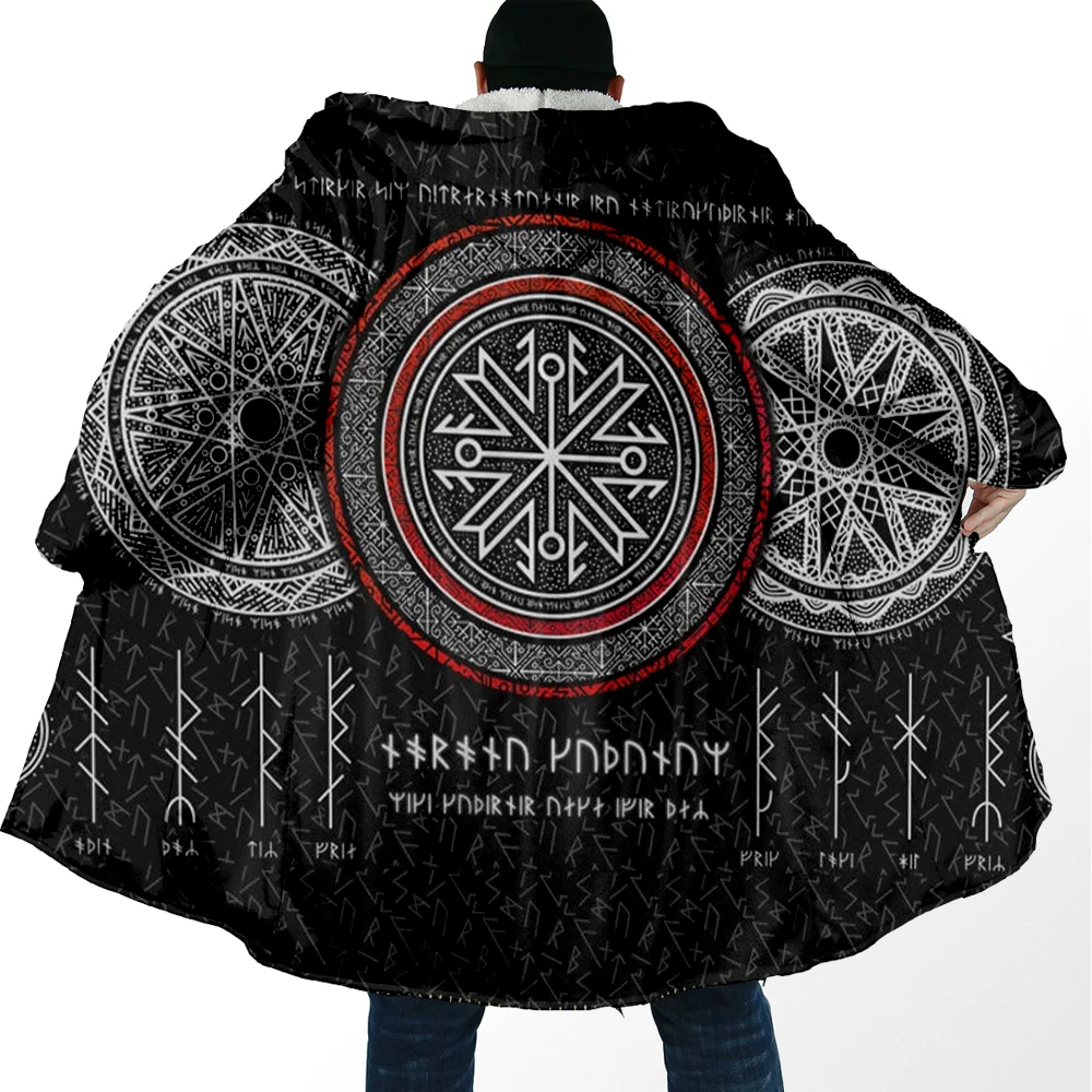 

Aesir Odin Tattoo 3D Printed Overcoat Hooded Blanket Coat Cape Robe Fleece Velvet Loose US Size Men Women Jacket Cloak
