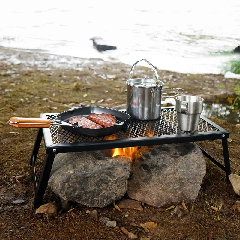 

Camping Picnic Backy Mini Desk Folding Camping Table Portable Iron Desk Metal Cooking Table Anti-scalding Outdoor Tables