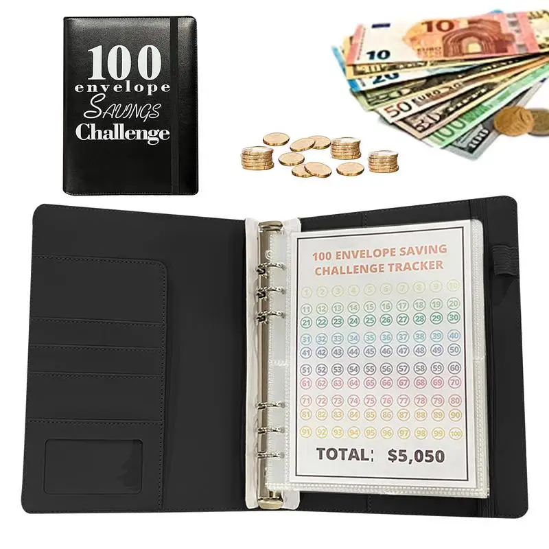 

100 Envelope Challenge Binder Budget Book With Cash Envelopes Savings Binder And Challenges Money Envelopes For Cash Saving Mone