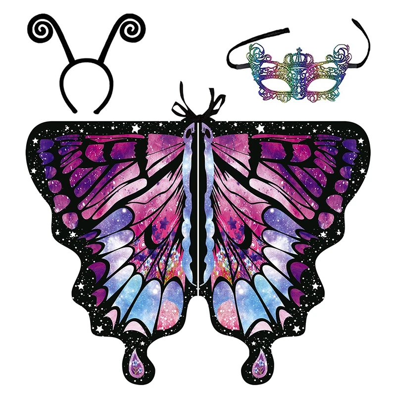 

Крылья бабочки с повязкой на глаза и обруч для волос Нарядные Костюмы искусственное пончо накидка для косплея реквизит для ролевых игр школьное представление