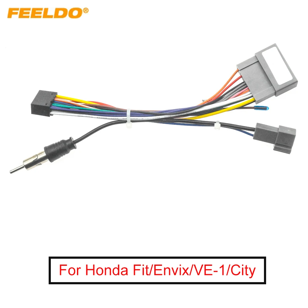 

FEELDO Car Audio DVD Player 16PIN Android Power Cable Adapter For Honda Fit/Envix/VE-1/City Radio Wiring Harness