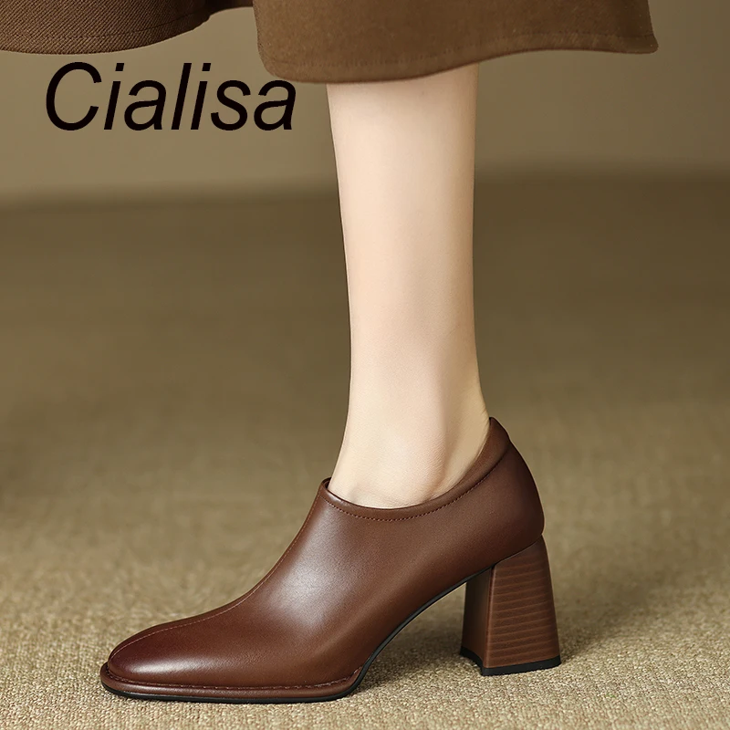 Cialisa Pumps 2023 Spring New Women's Shoes Brown Genuine Leather Handmade Slip-On 7cm High Heels Ladies Footwear Big Sizes 42
Cialisa Pumps 2023 Spring New Women's Shoes Brown Genuine Leather Handmade Slip-On 7cm High Heels Ladies Footwear Big Sizes 42