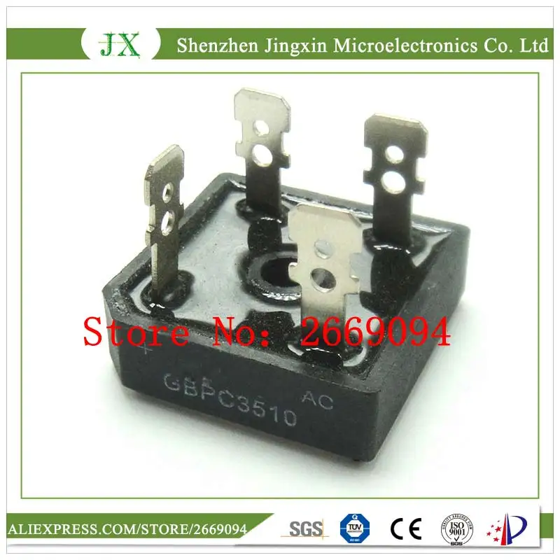 2PCS GBPC3510 rectifier bridge / rectangular bridge pile 1200V 35A / GBPC3510 BRIDGE RECTIFIER
2PCS GBPC3510 rectifier bridge / rectangular bridge pile 1200V 35A / GBPC3510 BRIDGE RECTIFIER