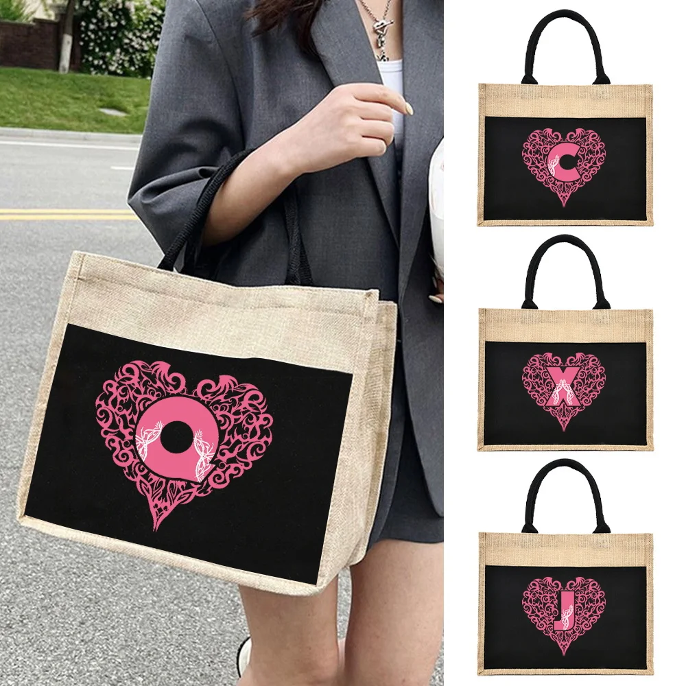 Jute Bag Women's Shopper Bags Canvas Tote Bags Love Letter Pattern Series Black Eco Portable Fashion Merch Shopping Bags
Jute Bag Women's Shopper Bags Canvas Tote Bags Love Letter Pattern Series Black Eco Portable Fashion Merch Shopping Bags
