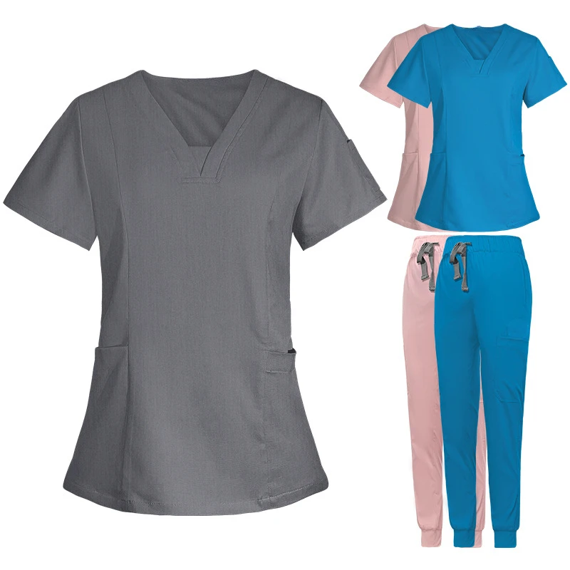 

Surgical Uniforms Woman Scrub Set Medical Nurse Beauty Salon Workwear Clinical Scrubs Top + Pant Spa Doctor Nursing Tunic Suit