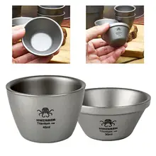 Portable Tea Drink Cup Camping Barbecue Beer Cup Titanium Outdoor Picnic Mug Double Walled Titanium Cup camping Outdoor BBQ