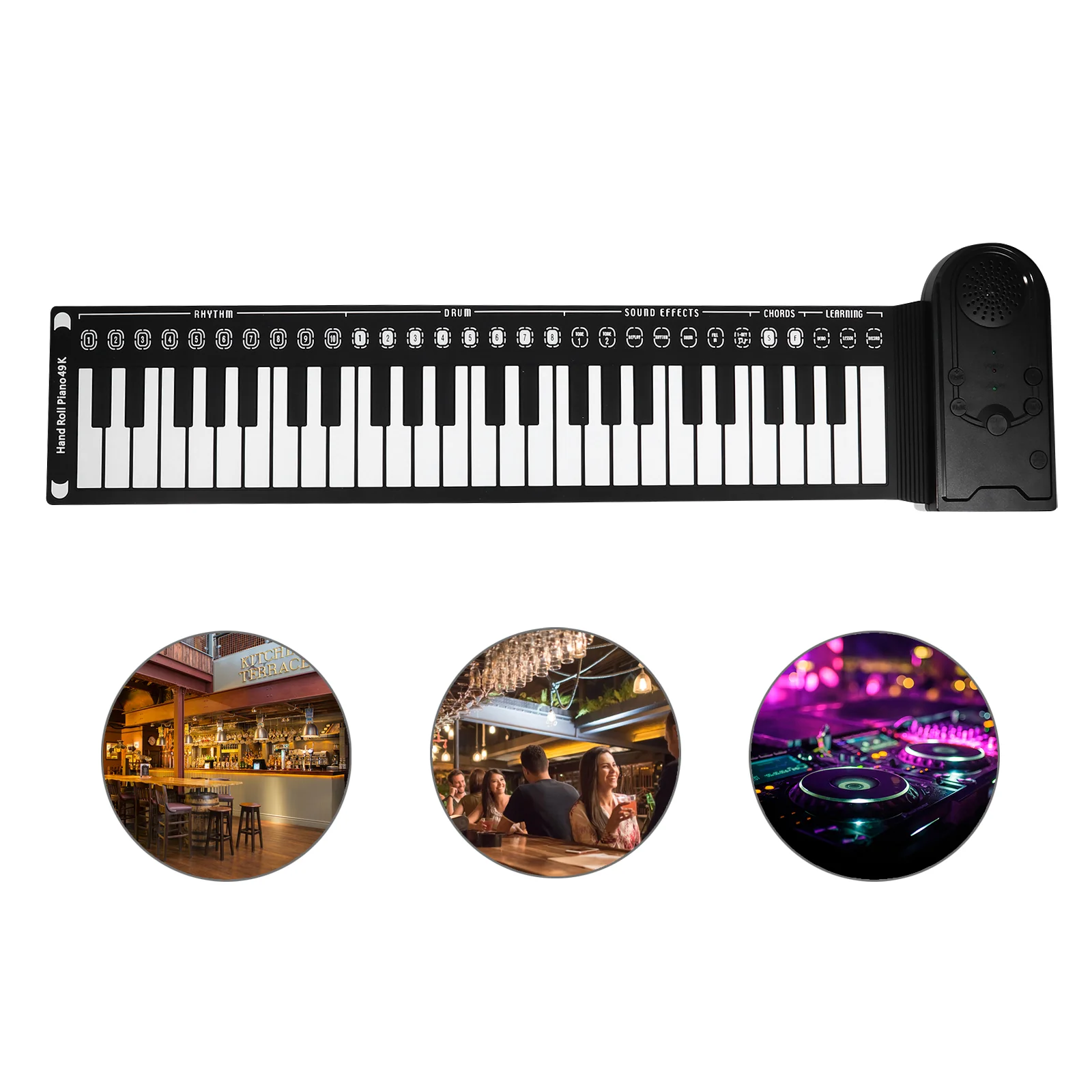 

Roll Piano Foldable 49 Keys Instrument for Beginner Silicone Keyboard Portable Electronic Hand Rolled Children