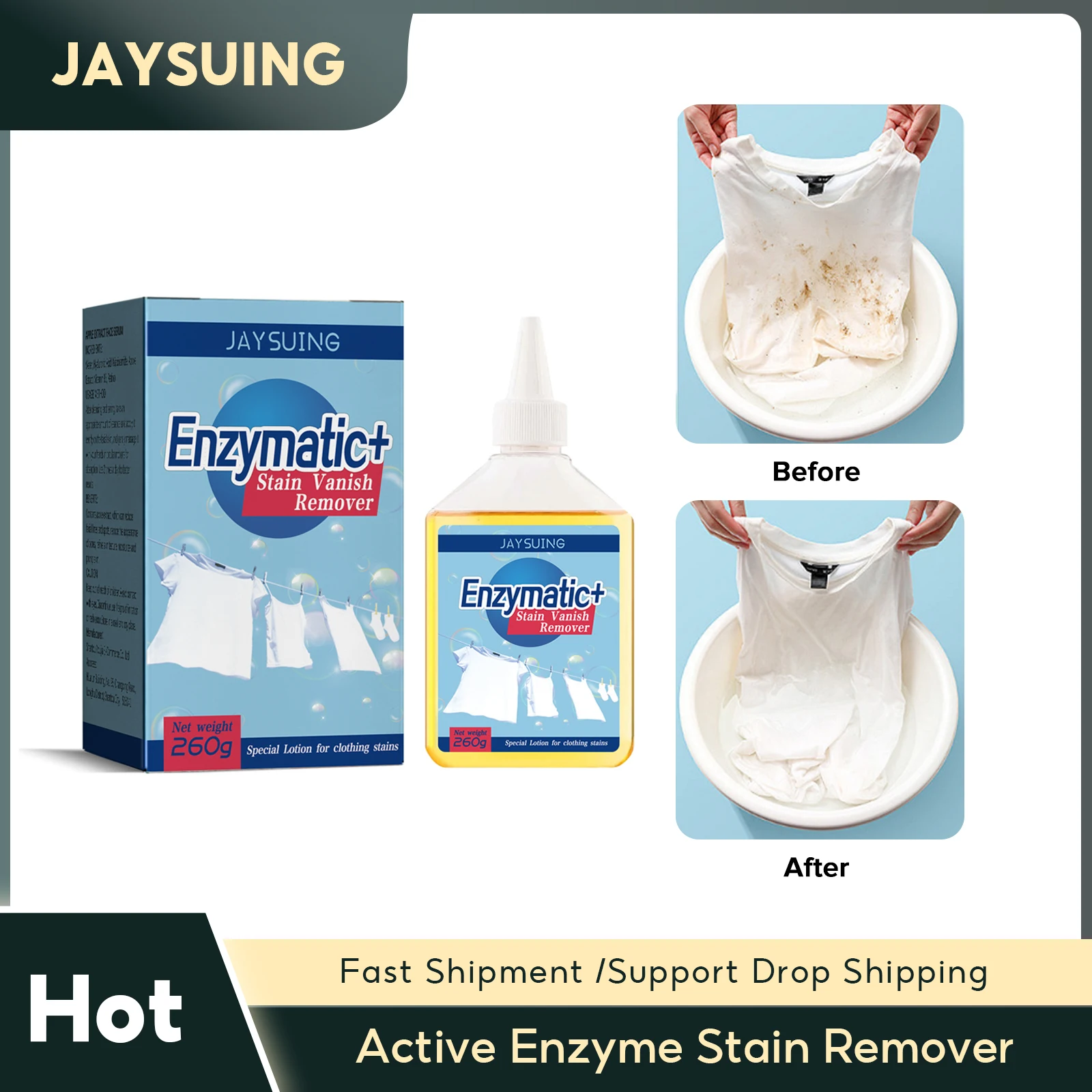 

Active Enzyme Stain Remover Oil Cleaning Clothing Stain Removal Agent Decontamination Laundry Detergent for Underwear T-shirt