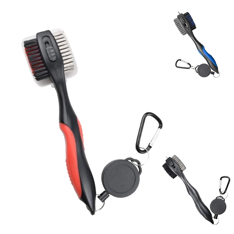 

Golf Club Brush Groove Cleaner With Comfortable Grip Retractable Zip-Line Carabiner Golf Groove Cleaning Tools