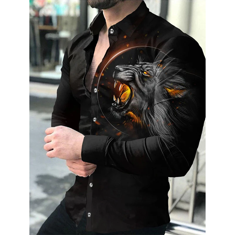 Luxury Social Men Shirts Turn-down Collar Buttoned Shirt Casual Tiger Print Long Sleeve Tops Men's Clothing Prom Party Cardigan
Luxury Social Men Shirts Turn-down Collar Buttoned Shirt Casual Tiger Print Long Sleeve Tops Men's Clothing Prom Party Cardigan