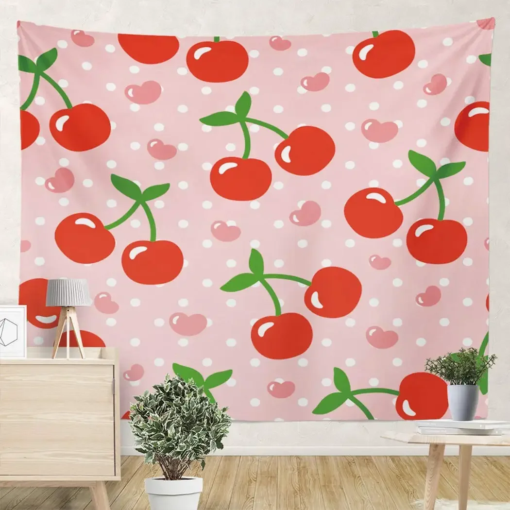 Cartoon Red Cherry Tapestry Cute Fruits Theme Tapestry Girly Pink Wall Hanging Decoration for Kid Boys Girls Bedroom Living Room
Cartoon Red Cherry Tapestry Cute Fruits Theme Tapestry Girly Pink Wall Hanging Decoration for Kid Boys Girls Bedroom Living Room