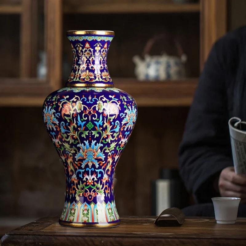 

Керамическая Цветочная ваза Цзиндэчжэнь, старинная фотография для растений, китайская гостиная, домашний декор, универсальное искусственное украшение