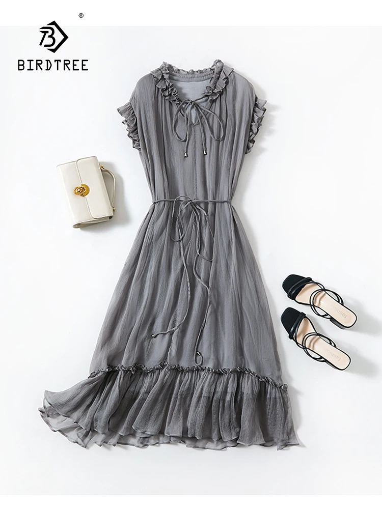 BirdTree 100%Real Silk Party Dress, Women's Short Sleeve Elegant Solid Vacation Fairy Dress, 2024 Spring Summer New D416107QC
BirdTree 100%Real Silk Party Dress, Women's Short Sleeve Elegant Solid Vacation Fairy Dress, 2024 Spring Summer New D416107QC