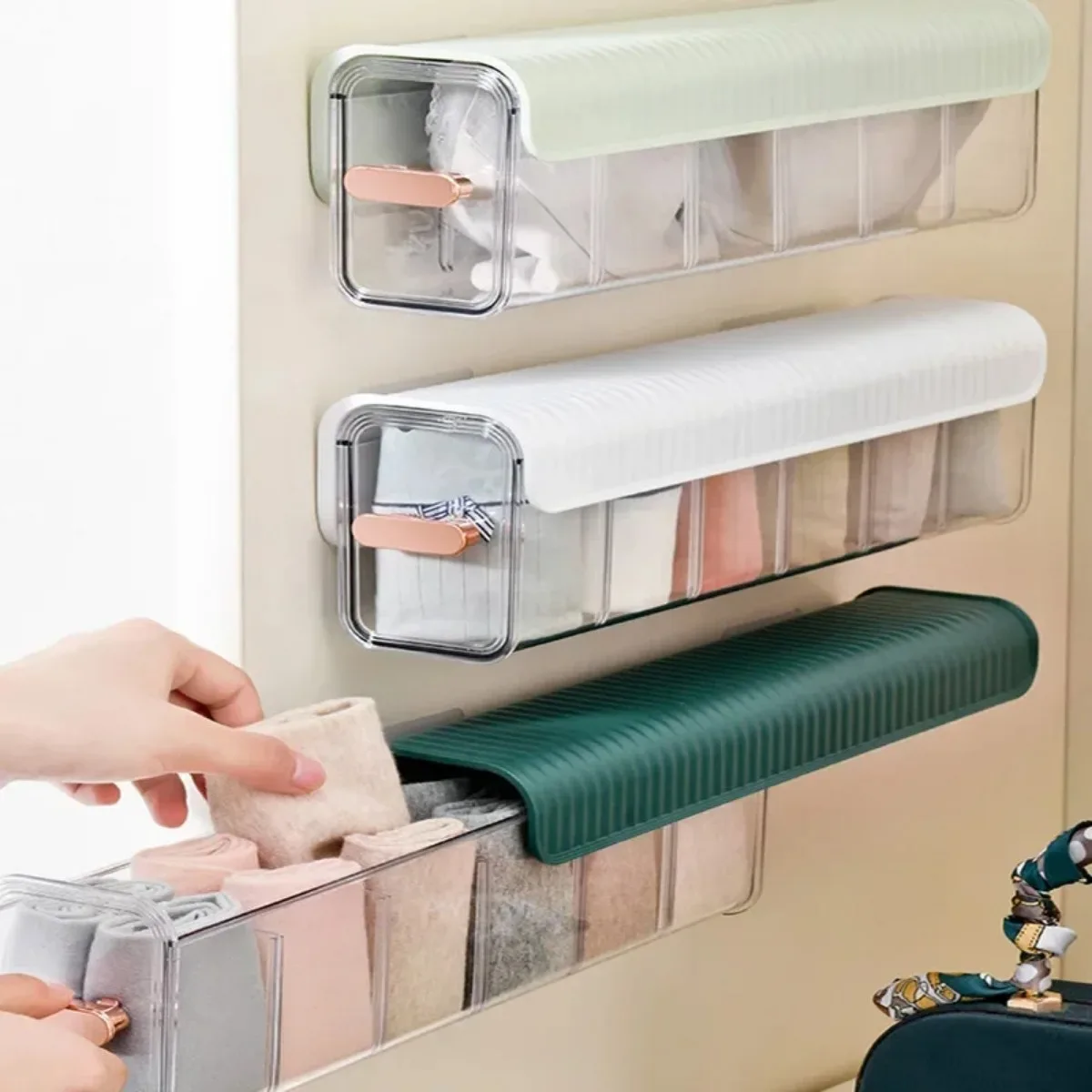 Wall-mounted Storage Box Multifunctional Socks Underwear Storage Boxes Garments Holder Bin Space-saving Cloth Compartment Box
Wall-mounted Storage Box Multifunctional Socks Underwear Storage Boxes Garments Holder Bin Space-saving Cloth Compartment Box